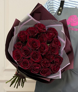 Букет из 21 красной розы 50 см (Эквадор) premium